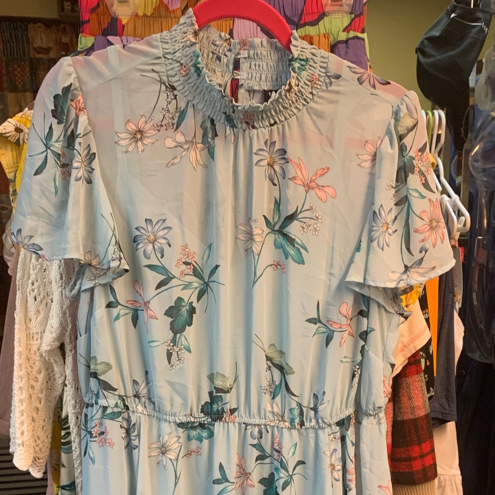 Torrid blue mini floral chiffon dress Sz 1x-14-16. NWT! - Picture 4 of 14